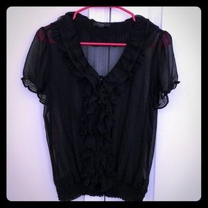 Sheer black ruffle top